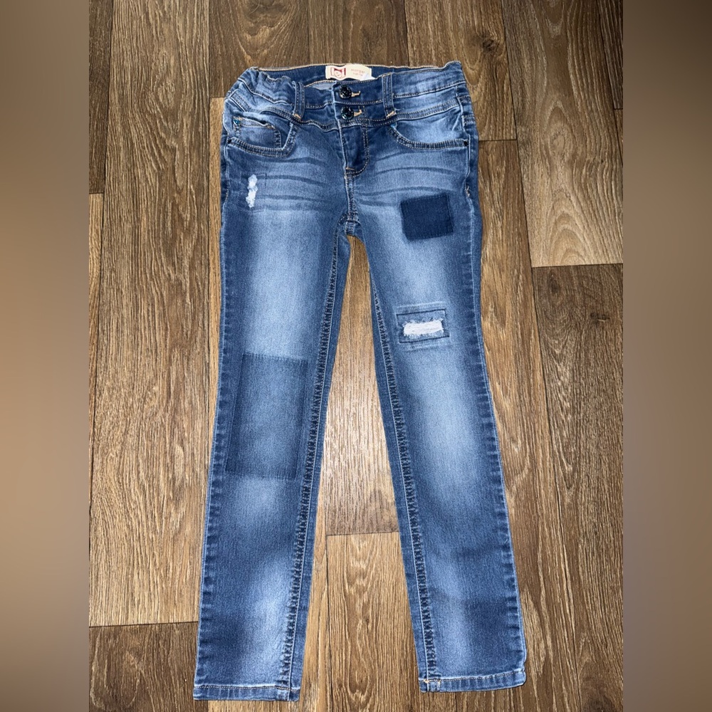 L.E.I. Morgan High Rise Size 7 Patchwork Jeans